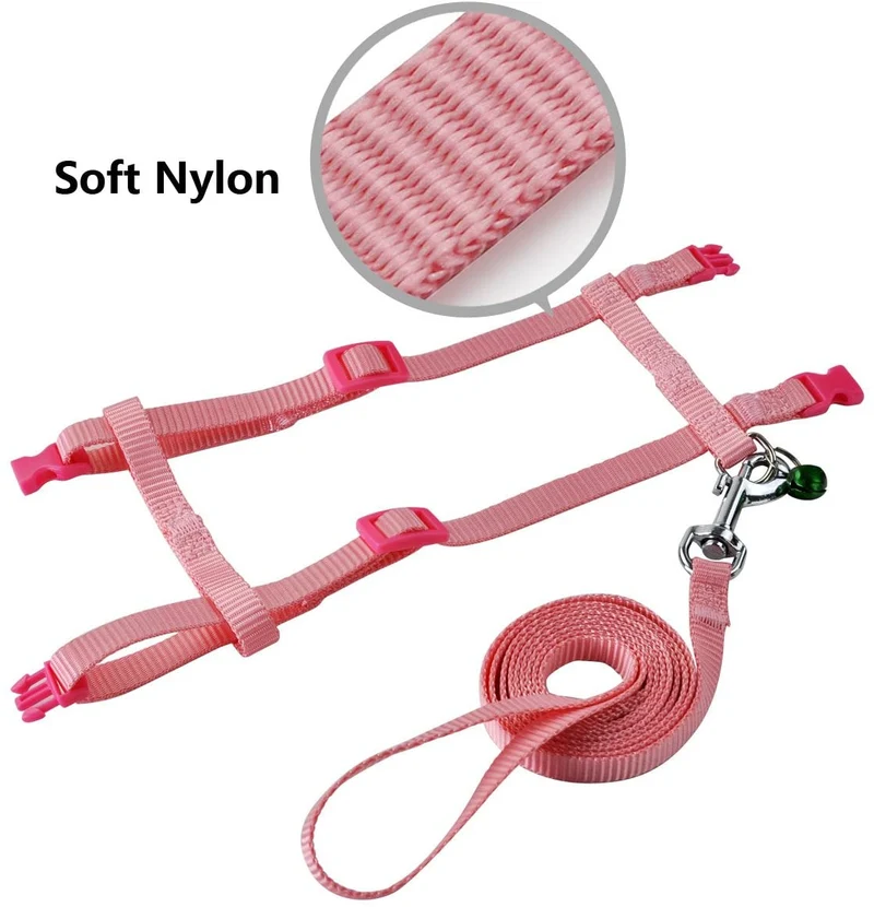 PERSUPER - 2 Pack de arnés de conejo para mascotas para nailon suave, corredores, corredores, arnés de correr con campana segura para conejo, gato, gato, hurón, cachorro y otros animales pequeños