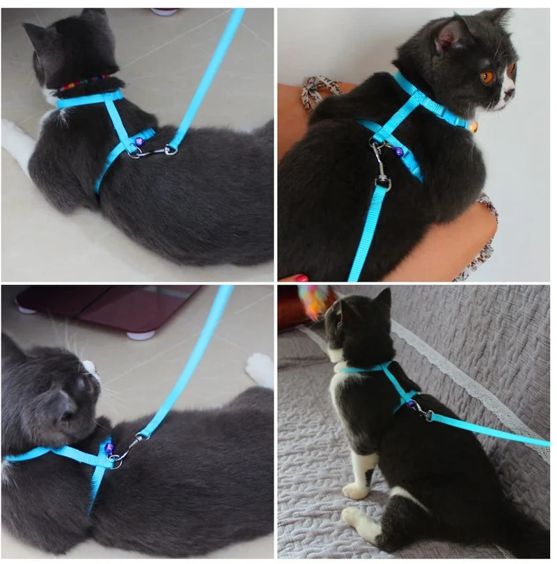 PERSUPER - 2 Pack de arnés de conejo para mascotas para nailon suave, corredores, corredores, arnés de correr con campana segura para conejo, gato, gato, hurón, cachorro y otros animales pequeños