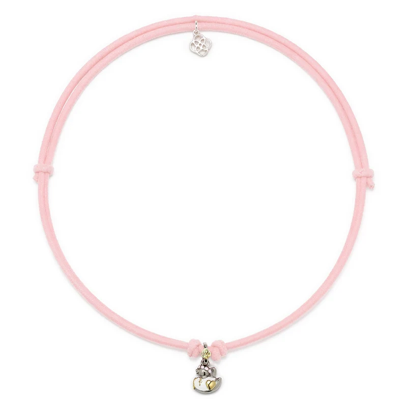 Collar elástico con Colgante Patita Comunión de Plata 925 con Esmalte