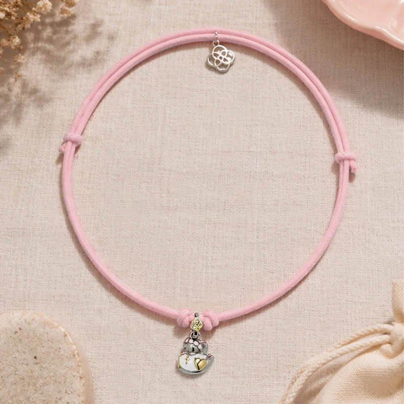 Collar elástico con Colgante Patita Comunión de Plata 925 con Esmalte