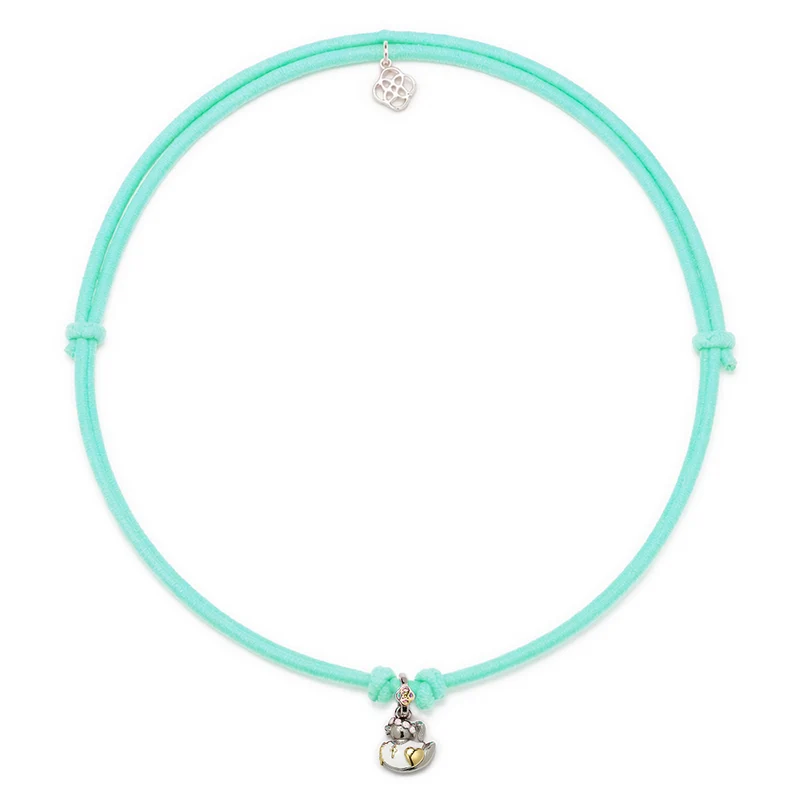 Collar elástico con Colgante Patita Comunión de Plata 925 con Esmalte