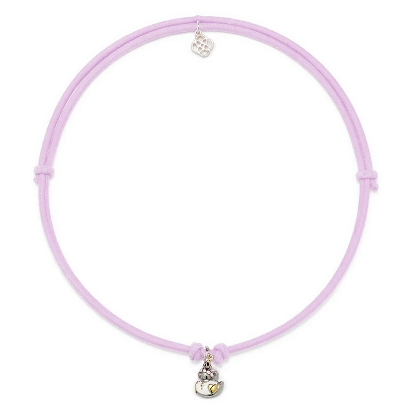 Collar elástico con Colgante Patita Comunión de Plata 925 con Esmalte