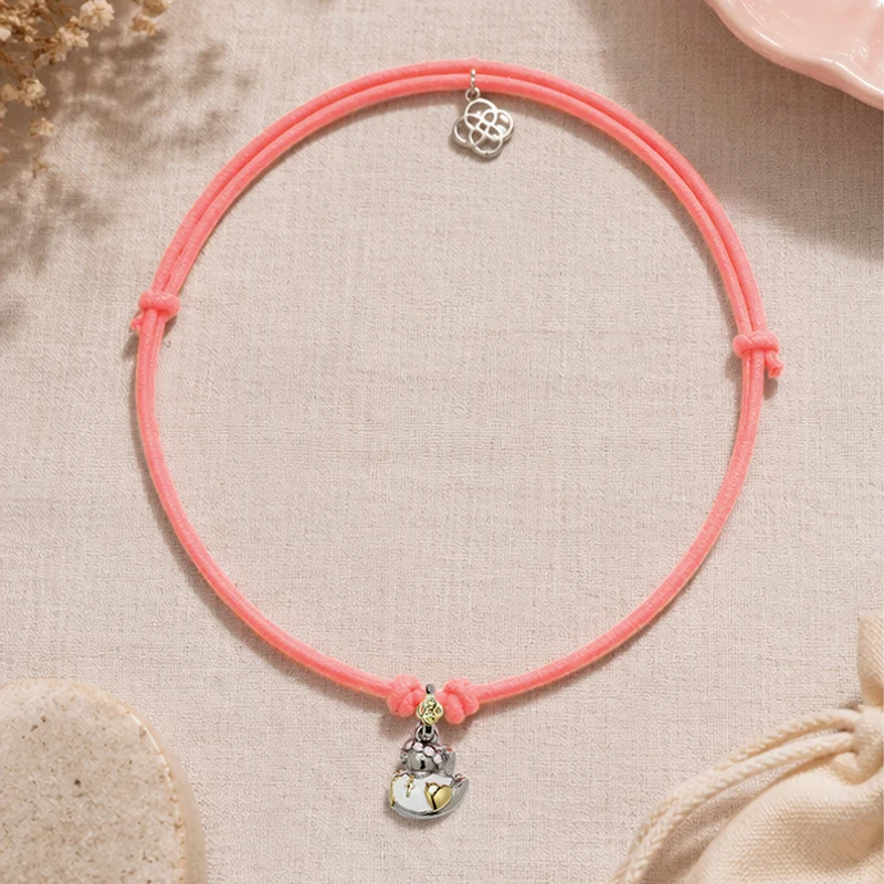 Collar elástico con Colgante Patita Comunión de Plata 925 con Esmalte