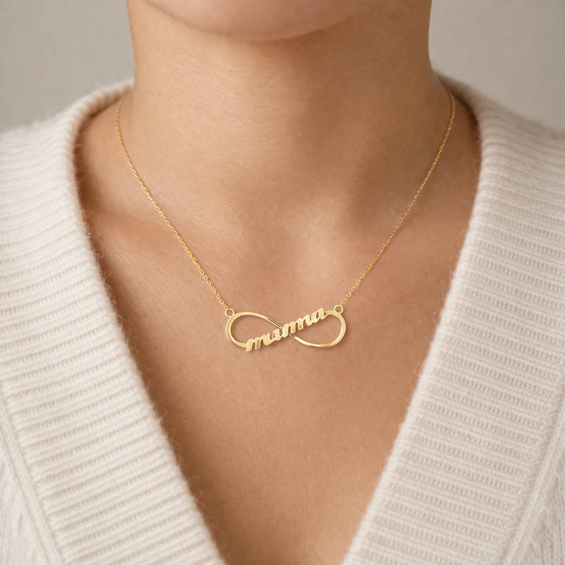 Collar Infinito de Oro 9K con Mensaje Grabado