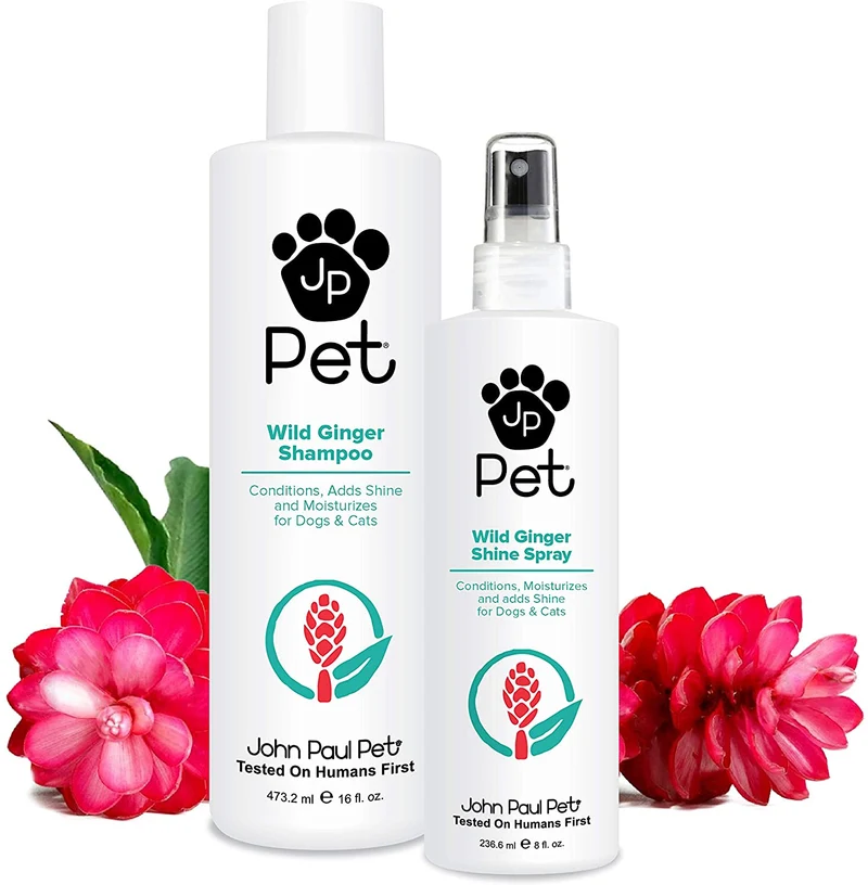 John Paul Pet Wild Ginger Shine Spray para perros y gatos, calma las condiciones hidrata y revitaliza el brillo, no en aerosol, 8 onzas