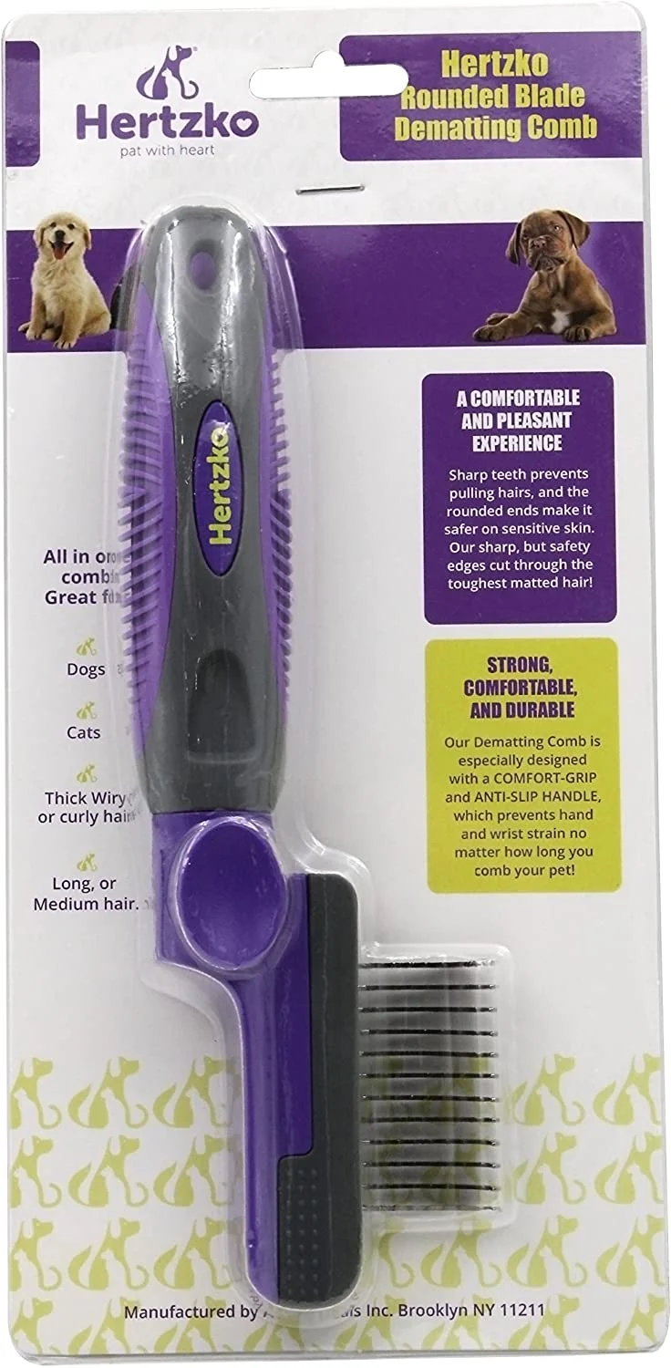 Blade Dematting Comb de seguridad hertzko – Ronda Hojas largas con bordes redondeados – Ideal para cortar y quitar Dead, Matted o Knotted pelo