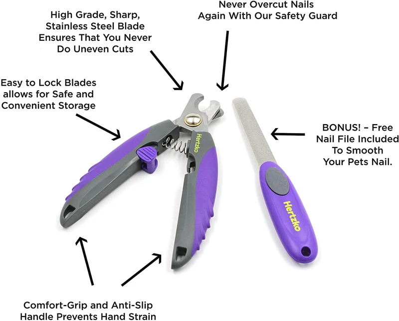 Profesional Pet Nail Clipper y recortador por hertzko – adecuado para a mediano y grande Perros y Gatos – Incluye Seguridad Guardia para evitar overcutting – de Bono. La última intervensión Nail File included.