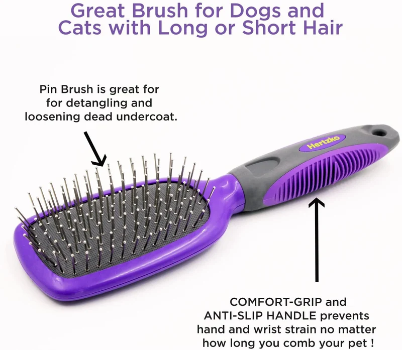 Pet cepillo para polvo por hertzko – Ideal para desenredar y quitar Loose UNDERCOAT o Galpón Fur – adecuado para perros y gatos con largas o de pelo corto – Ideal para cepillado diario