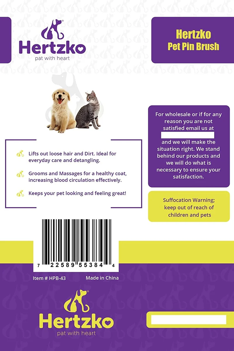 Pet cepillo para polvo por hertzko – Ideal para desenredar y quitar Loose UNDERCOAT o Galpón Fur – adecuado para perros y gatos con largas o de pelo corto – Ideal para cepillado diario