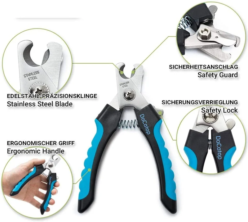 Dog Nail Clippers Pet Nail Trimmers Nail File Set Razor Sharp Blades Safety Guard Sturdy Non Slip Handles Professional Grooming Tool for Large and Small Animals Vet Recommended (BIUE1)