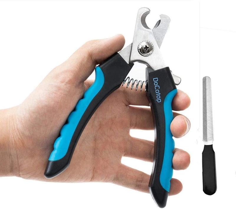 Dog Nail Clippers Pet Nail Trimmers Nail File Set Razor Sharp Blades Safety Guard Sturdy Non Slip Handles Professional Grooming Tool for Large and Small Animals Vet Recommended (BIUE1)