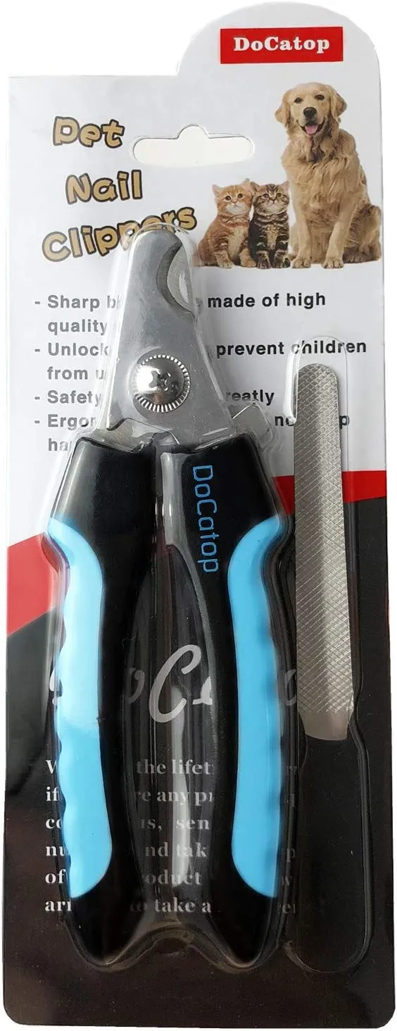 Dog Nail Clippers Pet Nail Trimmers Nail File Set Razor Sharp Blades Safety Guard Sturdy Non Slip Handles Professional Grooming Tool for Large and Small Animals Vet Recommended (BIUE1)