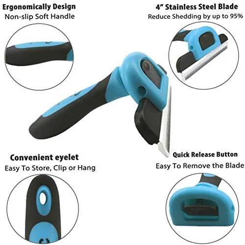 gonicc Professional Dog and Cat Brush for Shedding, Ideal Deshedding Tool, for Long & Short Haired Pets.