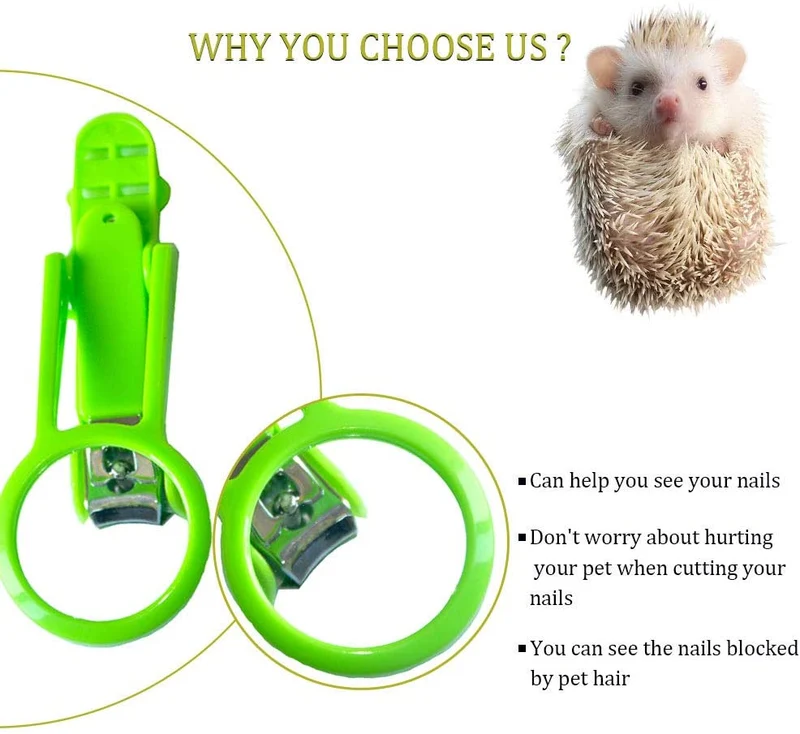frjjthchy mascota hámster erizo Nail Clipper Trimmer Animal pequeño cortauñas con lupa