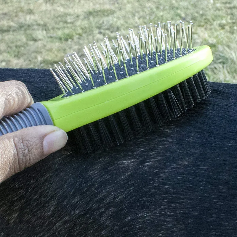 Precious Tails Cepillo de aseo de doble cara para perros y gatos con mango cómodo y suave