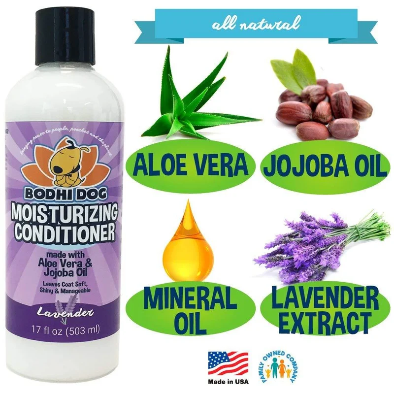 Acondicionador hidratante natural para mascotas, acondicionador para perros, gatos y más, aceite de aloe vera calmante y jojoba, tratamiento aprobado por veterinarios y mascotas, fabricado en los Estados Unidos, 1 botella de 17.0 fl oz
