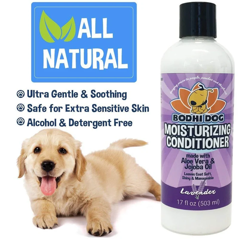 Acondicionador hidratante natural para mascotas, acondicionador para perros, gatos y más, aceite de aloe vera calmante y jojoba, tratamiento aprobado por veterinarios y mascotas, fabricado en los Estados Unidos, 1 botella de 17.0 fl oz