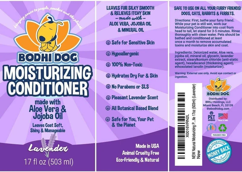 Acondicionador hidratante natural para mascotas, acondicionador para perros, gatos y más, aceite de aloe vera calmante y jojoba, tratamiento aprobado por veterinarios y mascotas, fabricado en los Estados Unidos, 1 botella de 17.0 fl oz