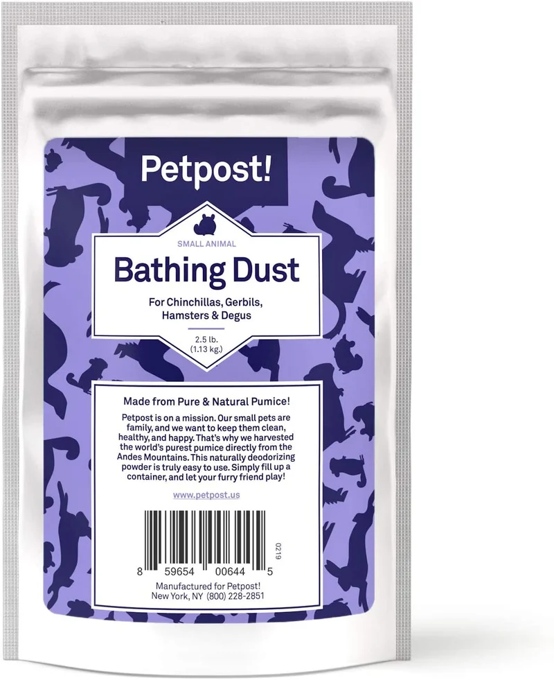 Petpost - Polvo de baño para animales pequeños – Natural, pura limpieza de arena pómez para limpieza Degus, hámsters, gerbil