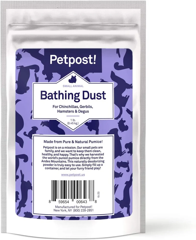 Petpost - Polvo de baño para animales pequeños – Natural, pura limpieza de arena pómez para limpieza Degus, hámsters, gerbil