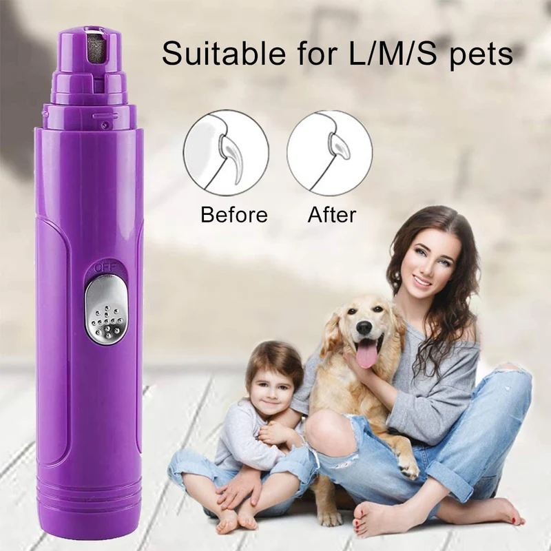 Molinillo de uñas Rull para perros, con bajo ruido eléctrico para mascotas, cortadora de uñas sin dolor, herramienta de aseo para perros, gatos, animales pequeños, molinillo de uñas recargable