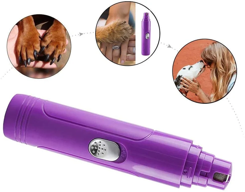 Molinillo de uñas Rull para perros, con bajo ruido eléctrico para mascotas, cortadora de uñas sin dolor, herramienta de aseo para perros, gatos, animales pequeños, molinillo de uñas recargable