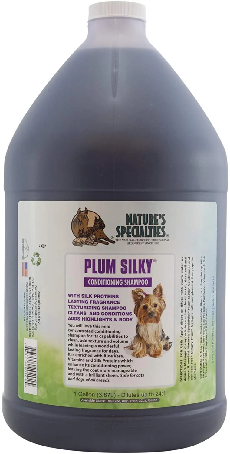Nature's Specialties Champú acondicionador para mascotas de color ciruela sedoso, diluye hasta 24:1 fabricado en Estados Unidos