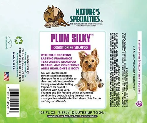 Nature's Specialties Champú acondicionador para mascotas de color ciruela sedoso, diluye hasta 24:1 fabricado en Estados Unidos