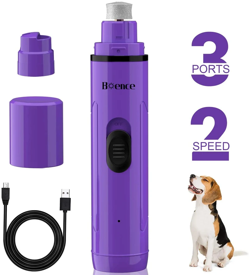 Boence Dogs Nail Grinder Low Noise 2 Speed Pet Nail Trimmer Portable Professional Eelectric Nail File Painless Pet Paws Grooming Tool for Large Medium Small Dogs & Cats
