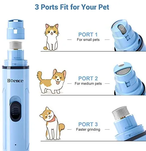 Boence Dogs Nail Grinder Low Noise 2 Speed Pet Nail Trimmer Portable Professional Eelectric Nail File Painless Pet Paws Grooming Tool for Large Medium Small Dogs & Cats