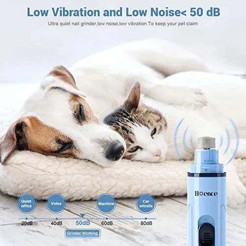 Boence Dogs Nail Grinder Low Noise 2 Speed Pet Nail Trimmer Portable Professional Eelectric Nail File Painless Pet Paws Grooming Tool for Large Medium Small Dogs & Cats