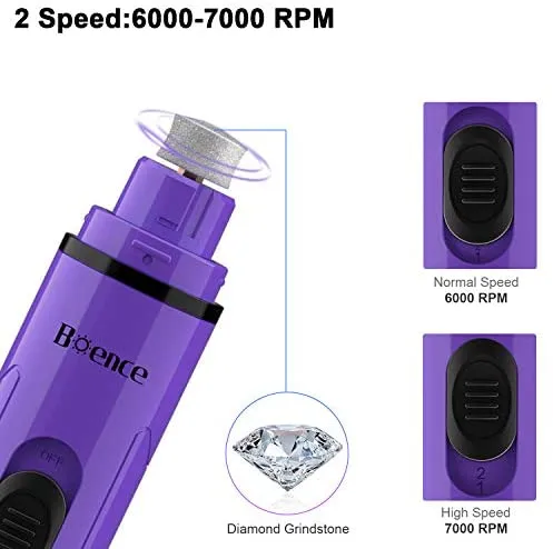 Boence Dogs Nail Grinder Low Noise 2 Speed Pet Nail Trimmer Portable Professional Eelectric Nail File Painless Pet Paws Grooming Tool for Large Medium Small Dogs & Cats