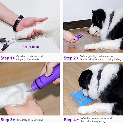 Boence Dogs Nail Grinder Low Noise 2 Speed Pet Nail Trimmer Portable Professional Eelectric Nail File Painless Pet Paws Grooming Tool for Large Medium Small Dogs & Cats