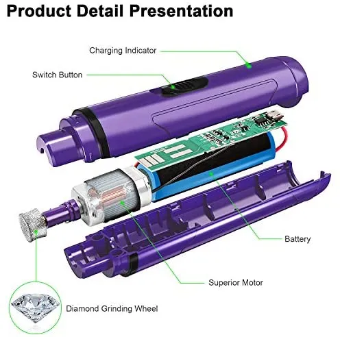 Boence Dogs Nail Grinder Low Noise 2 Speed Pet Nail Trimmer Portable Professional Eelectric Nail File Painless Pet Paws Grooming Tool for Large Medium Small Dogs & Cats