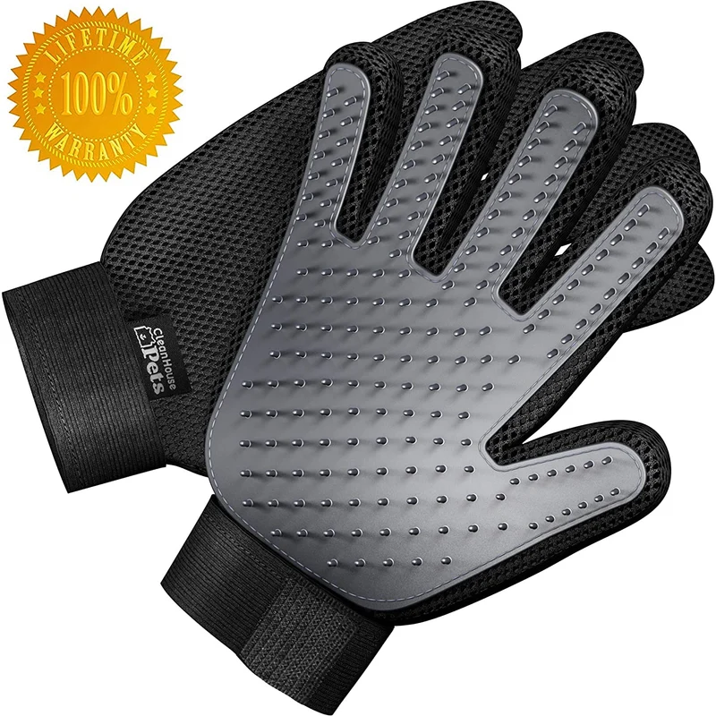 Pet Grooming Gloves Dog Brush & Cat Brush for Pets (Pair) – Easy, Machine Washable Deshedding Glove for Dogs & Cats Hair Removal – Dog & Cat Grooming Must-Have (One Size Fits All)