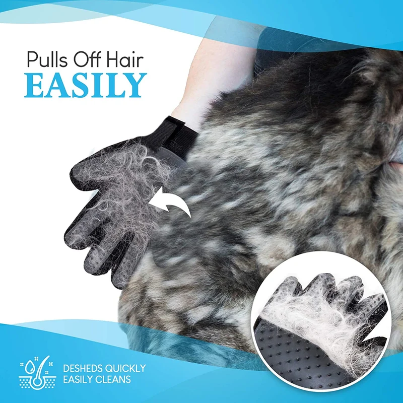 Pet Grooming Gloves Dog Brush & Cat Brush for Pets (Pair) – Easy, Machine Washable Deshedding Glove for Dogs & Cats Hair Removal – Dog & Cat Grooming Must-Have (One Size Fits All)