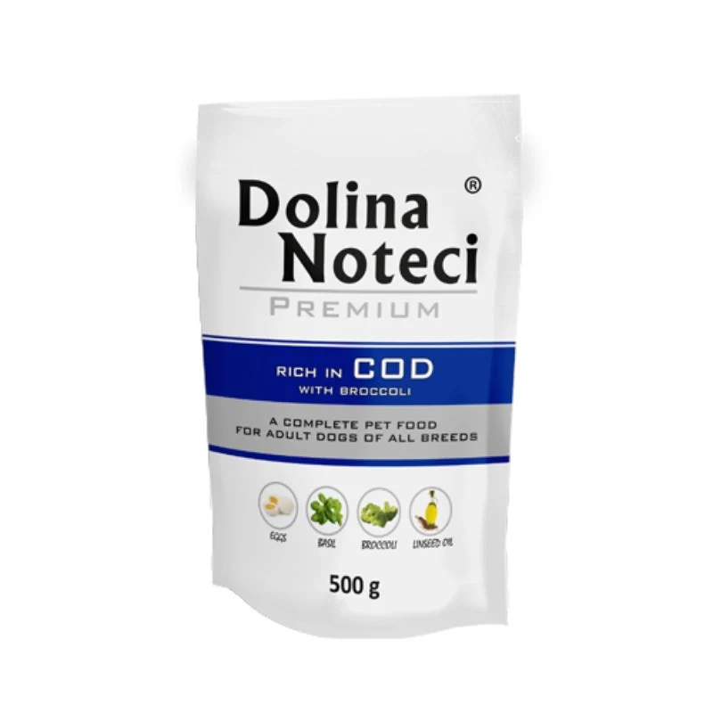 COMIDA HUMEDA PERROS DOLINA NOTECI PREMIUM BACALAO Y BROCOLI 12 X 500 G