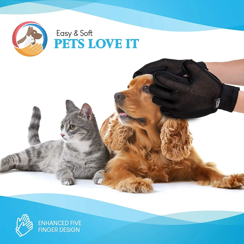 Pet Grooming Glove Dog Brush & Cat Brush for Pets (Single Glove) – Easy, Machine Washable Deshedding Gloves for Dogs & Cats Hair Removal – Dog & Cat Grooming Must-Have (One Size Fits All)