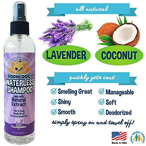 Champú para perros sin agua | Champú seco natural para perros o gatos sin enjuague | 100% no tóxico con extracto natural | Tratamiento aprobado por veterinarios - Fabricado en Estados Unidos - 1 botella de 8.1 fl oz