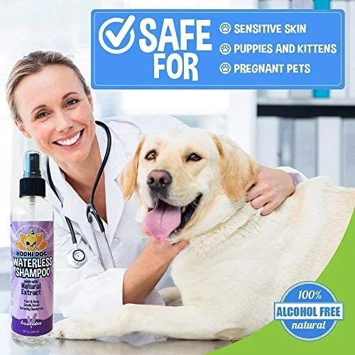 Champú para perros sin agua | Champú seco natural para perros o gatos sin enjuague | 100% no tóxico con extracto natural | Tratamiento aprobado por veterinarios - Fabricado en Estados Unidos - 1 botella de 8.1 fl oz