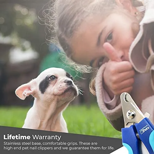 Cortaúñas para perros y gatos de CleanHouse, con protección de seguridad para mascotas y cerradura, acero inoxidable, muy fácil de usar, el mejor cortauñas para mascotas para animales. Tamaño pequeño y grande.