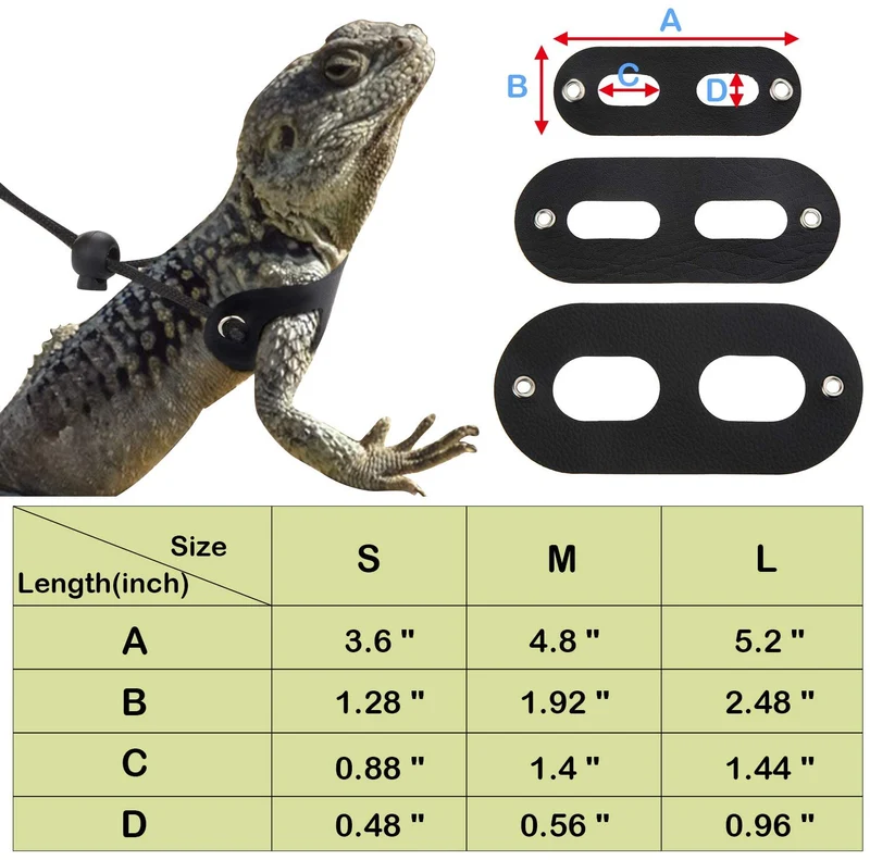 Frienda 6 piezas ajustable Lizard Leash Reptile Arnés de dragón con correa Gecko con alas de cuero para Lizards Anfibios y animales pequeños de mascotas, 3 tamaños