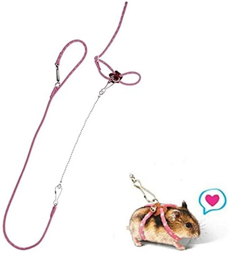 bbeart hámster Arnés, ajustable Arnés Chaleco Leash hámster correas en el pecho con una pequeña Bell Rat Mouse Ardilla Azúcar planeador Small Animal