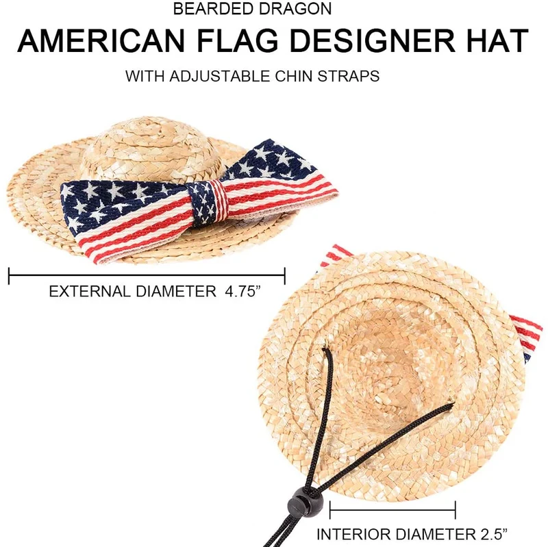Nobranded Lizard Harness Bearded Dragon Leash and Belt Hammock National Flag Hat 7 pc Set, Adjustable Amphibian and Other Small Pet Reptile Harness （S, M, L ）+ 1 Straw Hat + 1 Hammock