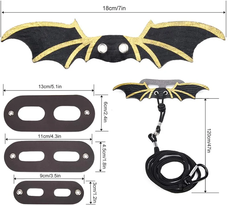 MABELER 3 Packs Adjustable Lizard Leash Bearded Dragon Harness (S/M/L Size) with Cool Wings for Lizard Reptiles and Other Small Pet Animals