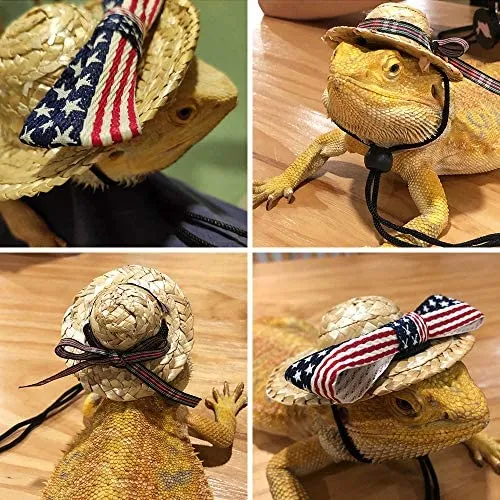 Sayopin Adjustable Reptile Bearded Dragon Harness + 2pcs Reptile Feeding Pliers Stainless Steel Feeder Tool, Reptile Harness Suitable for Small, Medium and Large Reptiles