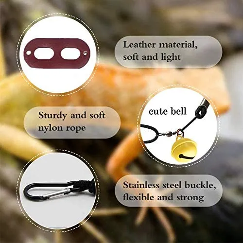SEAPANHE 3 paquetes de arnés de dragón y correa ajustable (S, M, L) – Correa de piel suave para reptiles, lagarto para anfibios y otros animales pequeños de mascota, rojo