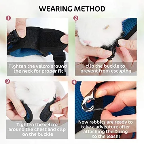 Pettom - Arnés de conejo con correa elástica con hebilla ajustable y transpirable para gatitos pequeños y mascotas