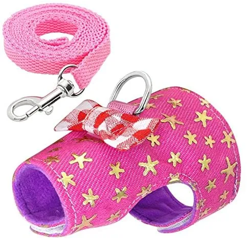 Stock Show - Arnés para caminar al aire libre para mascotas pequeñas y con correa para el pecho con diseño de lazo para decoración de conejo, hurones, conejos, conejos, hámster, cachorros, gatitos, ropa