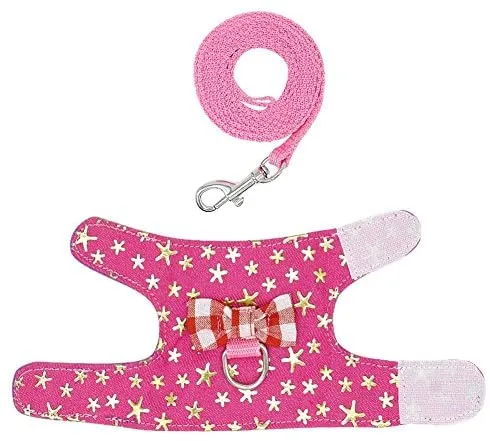 Stock Show - Arnés para caminar al aire libre para mascotas pequeñas y con correa para el pecho con diseño de lazo para decoración de conejo, hurones, conejos, conejos, hámster, cachorros, gatitos, ropa